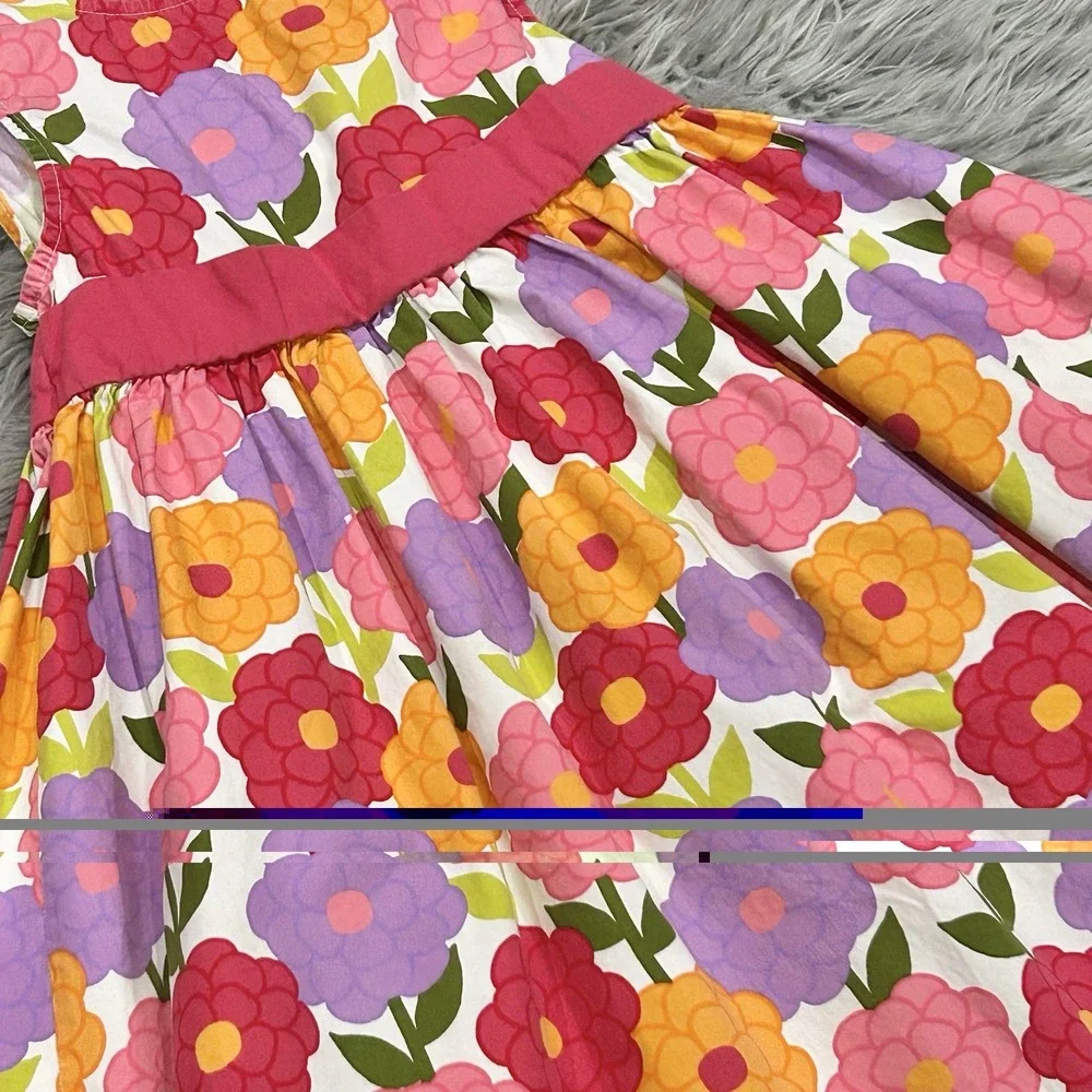 Vintage Gymboree Girl's Pretty Posies Pink Multicolor Floral Cotton Dress Size 7